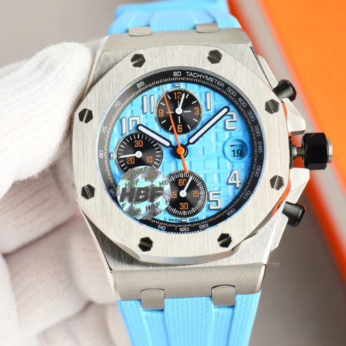 AP Royal Oak Offshore Chronograph Baby Blue – White Ceramic Bezel – Blue Rubber – 44mm